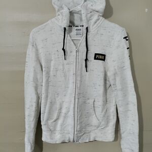 PINK Victoria's Secret White Hoodie Sweater